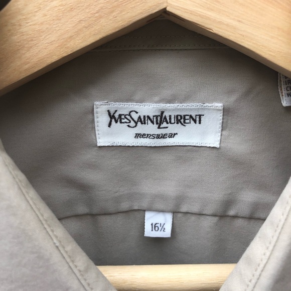 Vintage Yves Saint Laurent Men’s Shirt - Beige - Picture 2 of 4